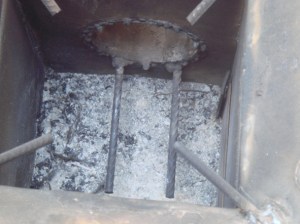 Briquette rests in the combustion chamber